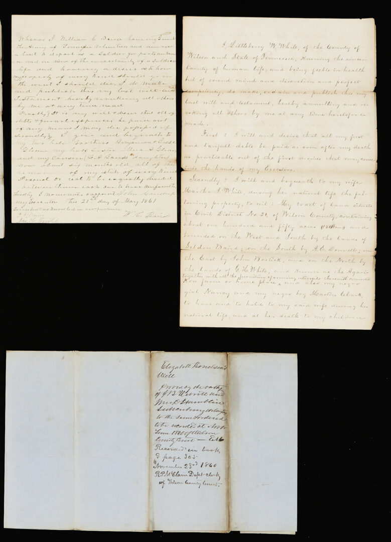 Lot 573: 6 Wilson Co. TN Wills incl. CSA Soldier, Slaves