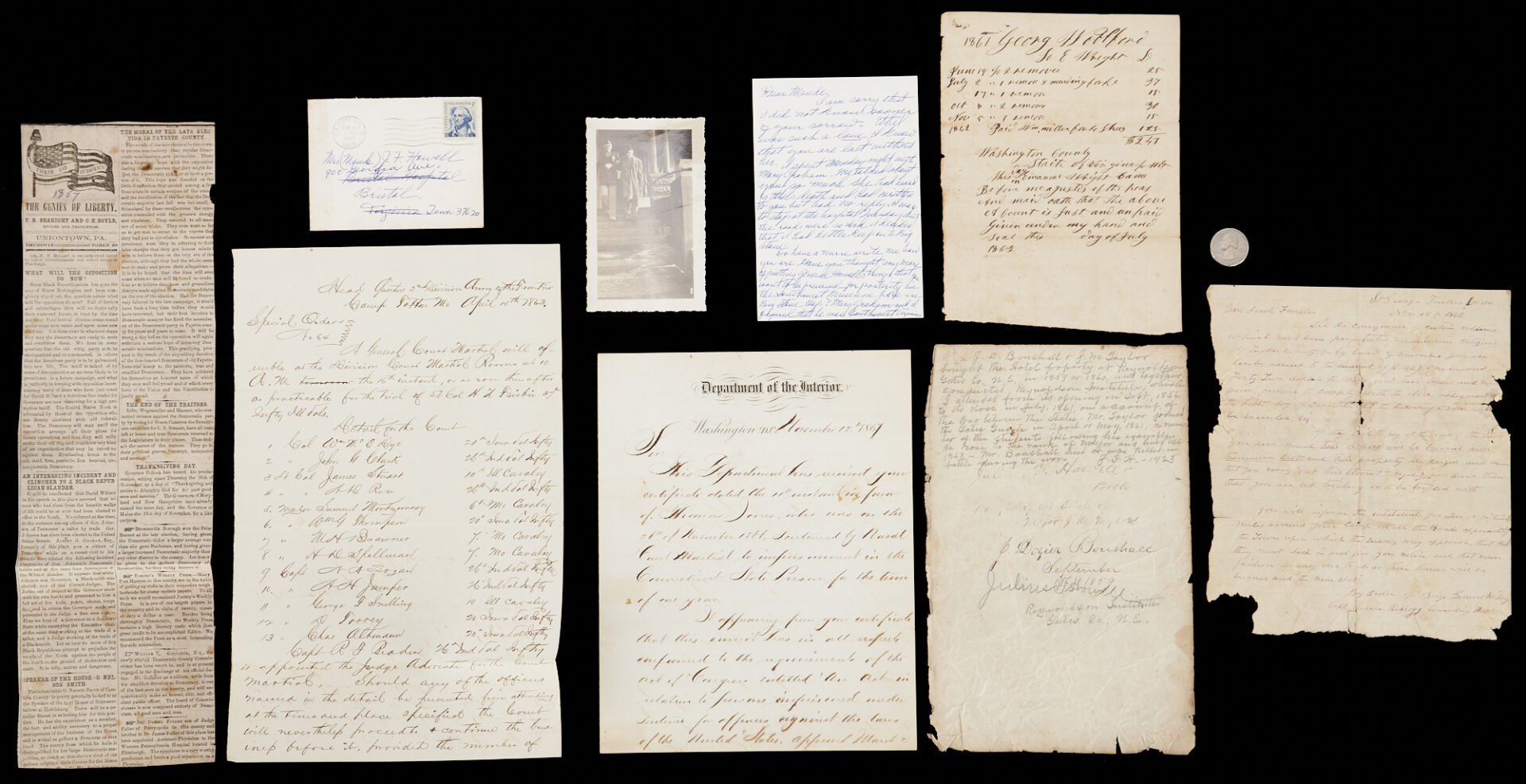 Lot 574: Civil War Related Archive, 10 items