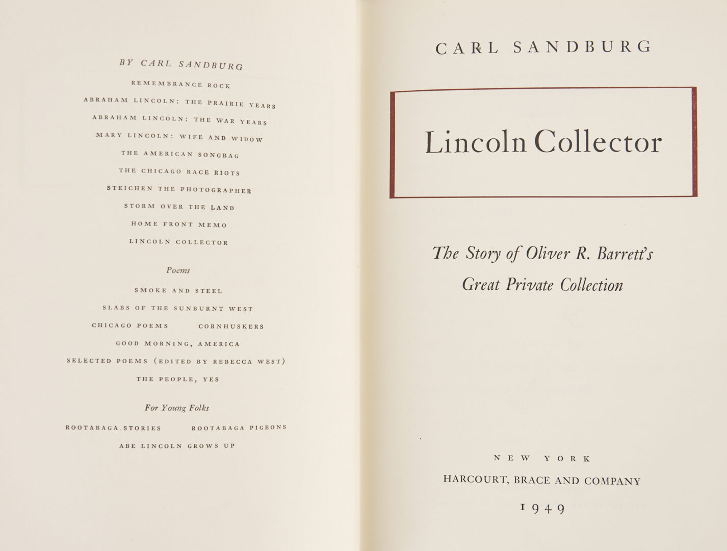 Lot 580: Carl Sandburg Abraham Lincoln Collection, Signed, plus Letter