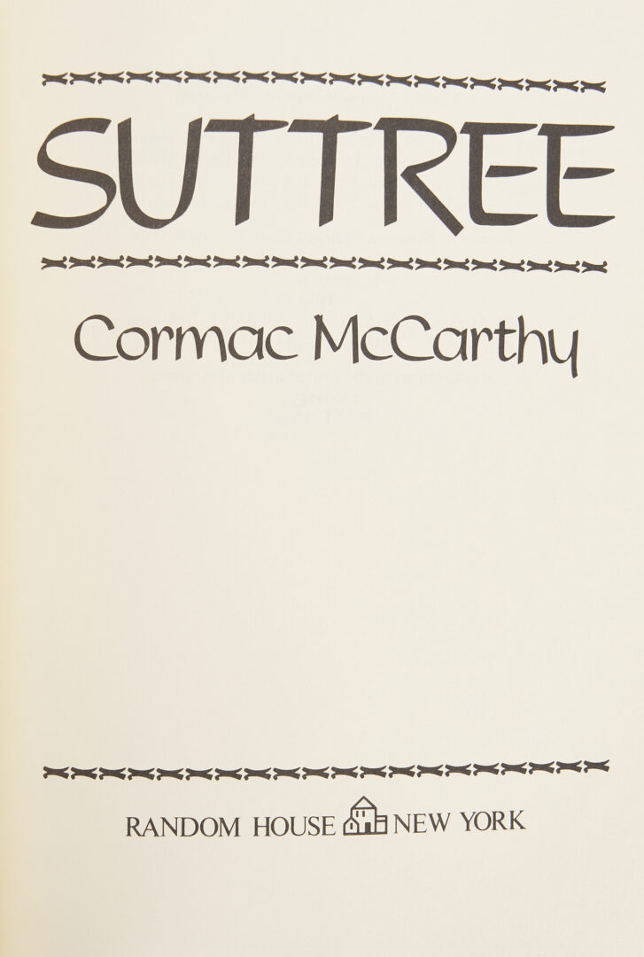 Lot 583: Cormac McCarthy, Suttree, 1st Edition, Signed