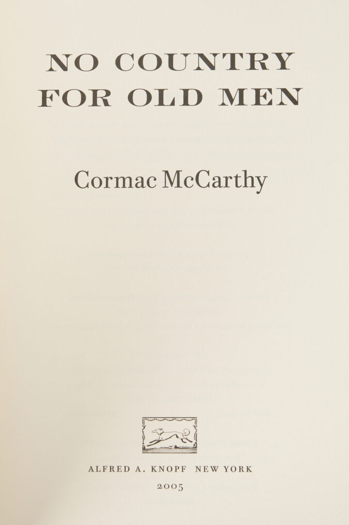 Lot 588: Collection of 4 Cormac McCarthy Books, 1st Ed.
