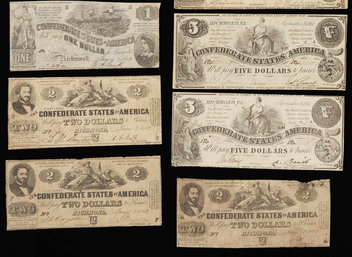 Lot 593: 23 Confederate States Obsolete Currency Notes