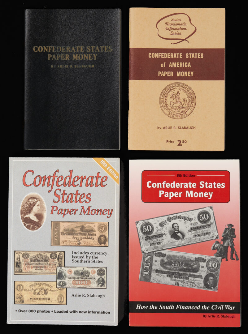 Lot 595: 3 Confederate States Obsolete Currency $50 Notes & 4 Books about Confederate States Money