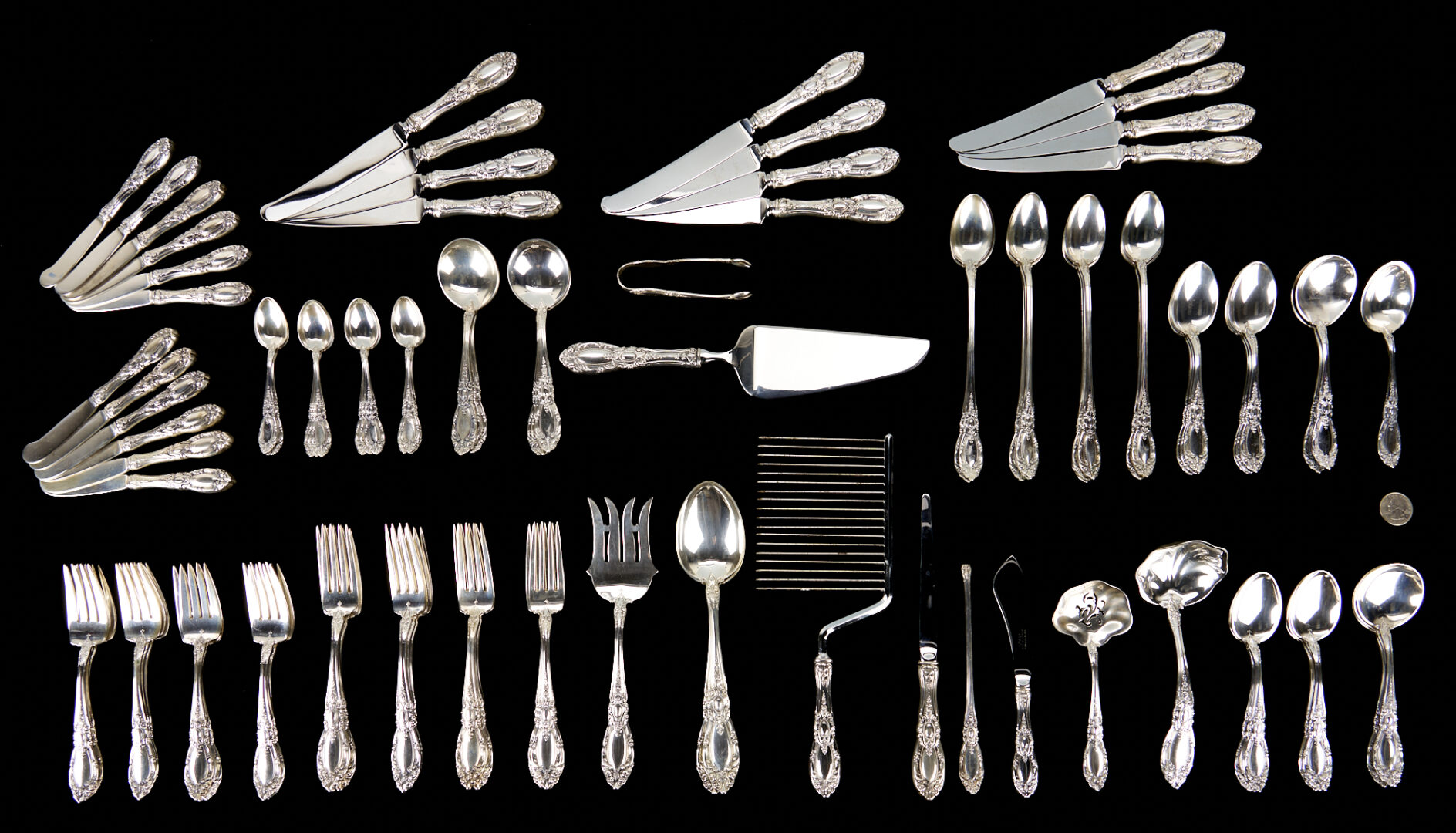 Lot 59: 107 pcs. Towle King Richard Sterling Flatware, Service for 12