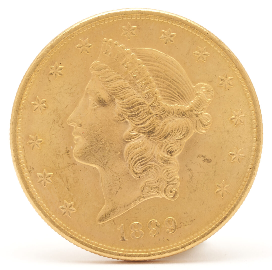 Lot 604: 1899 Liberty Head $20 U.S. Gold Coin
