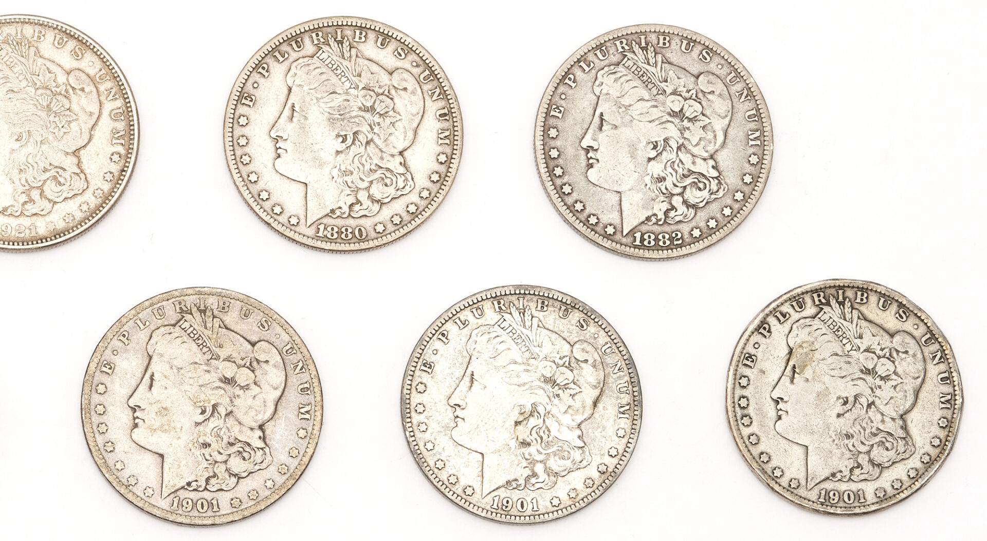 Lot 608: Group of 16 US Morgan & 4 Peace Silver Dollars, Total 20