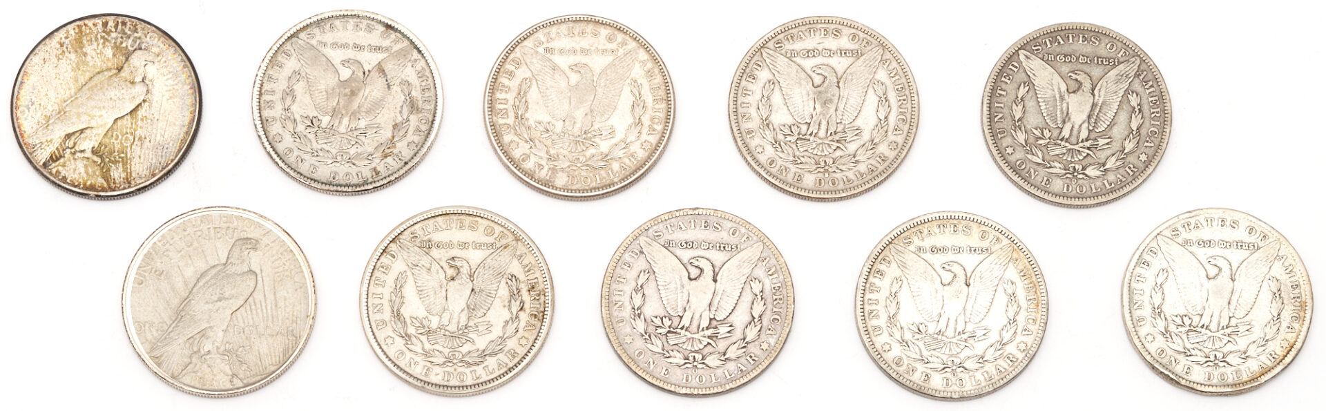 Lot 608: Group of 16 US Morgan & 4 Peace Silver Dollars, Total 20