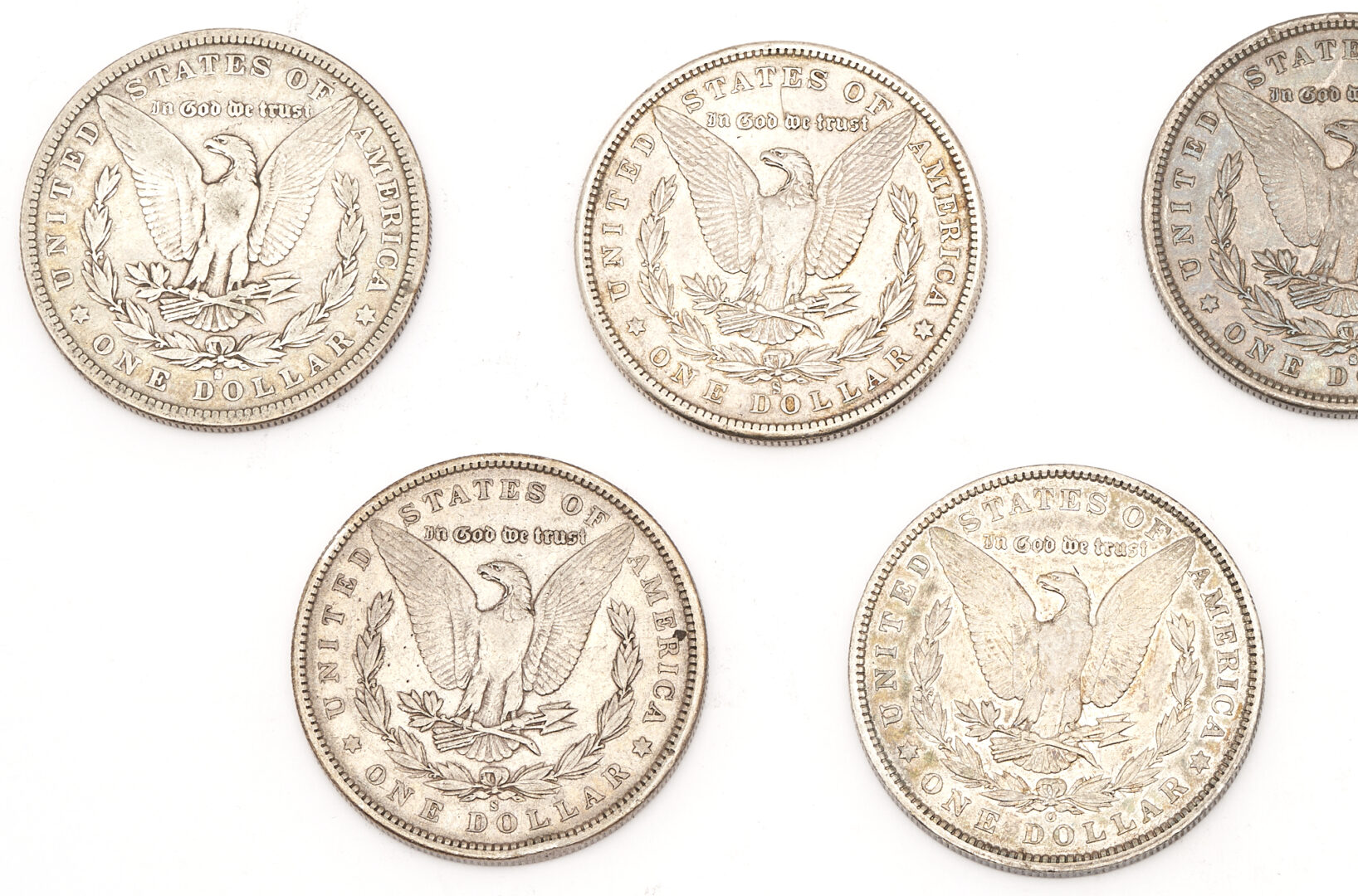 Lot 609: Group of 8 US Morgans, 1 Peace Silver Dollar, & 1925 Norse American Medal