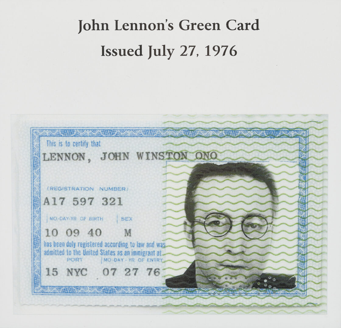 Lot 611: John Lennon Worn Jacket and Al Hirschfeld Litho in Shadowbox