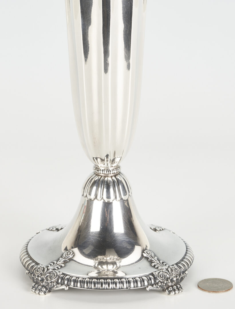 Lot 634: Tiffany & Co. Tall Sterling Silver Flower Vase c.1900