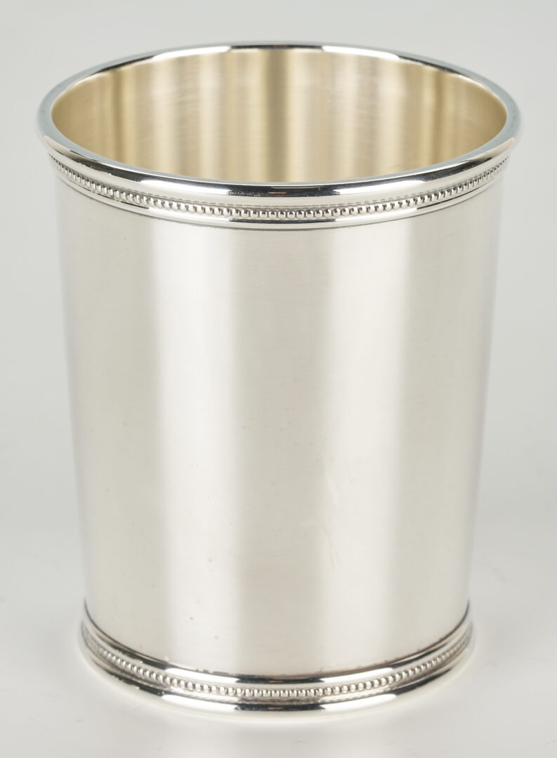 Lot 635: Tiffany & Co. Sterling Flask & Scearce Sterling Julep Cup
