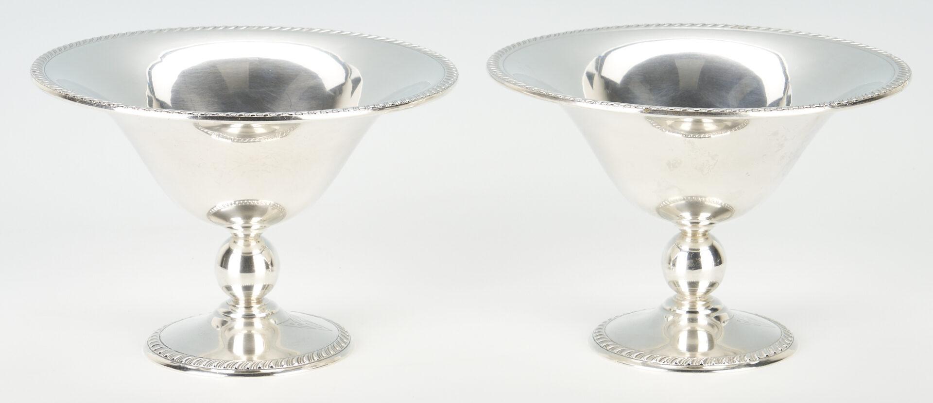Lot 639: Pair of Large Sterling Silver Compotes