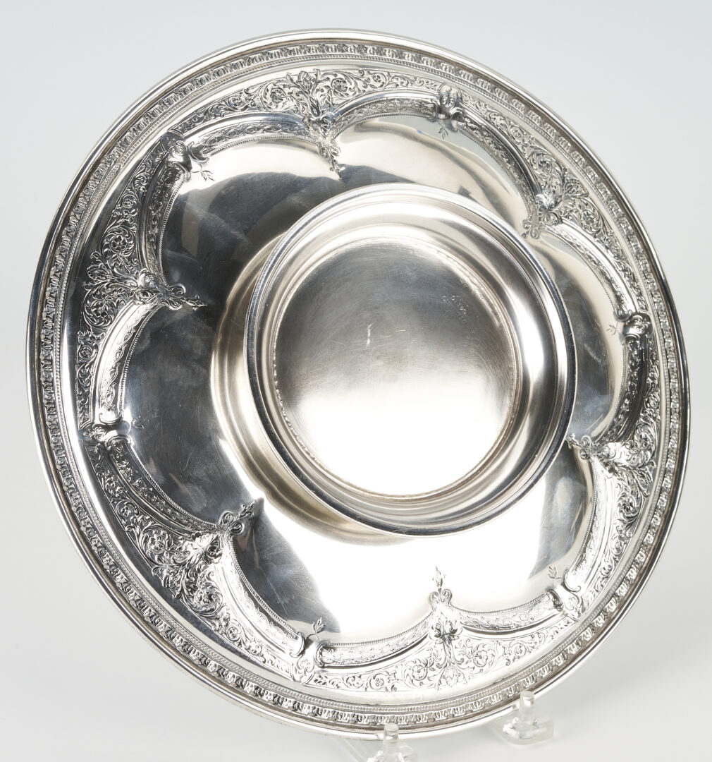 Lot 641: 3 Sterling Serving Items, incl. Whiting Basket, Footed Dish and Bowl
