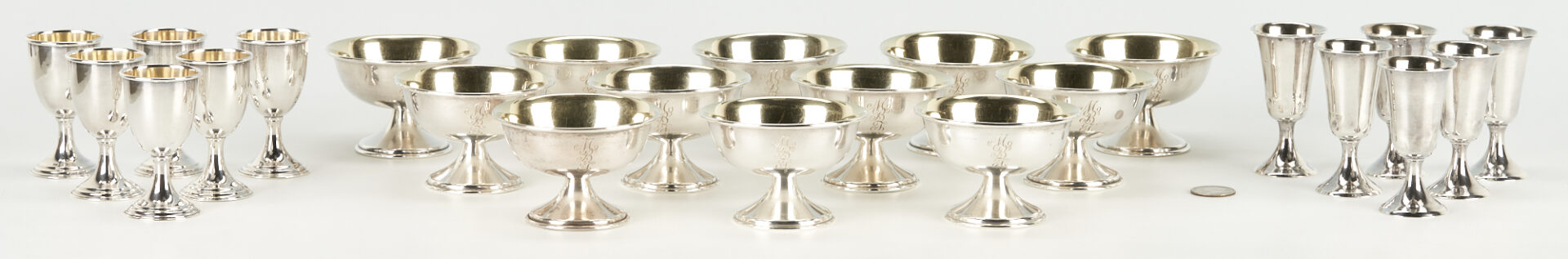 Lot 649: 12 Sterling Sherbet Cups & 12 Boxed Sterling Cordials