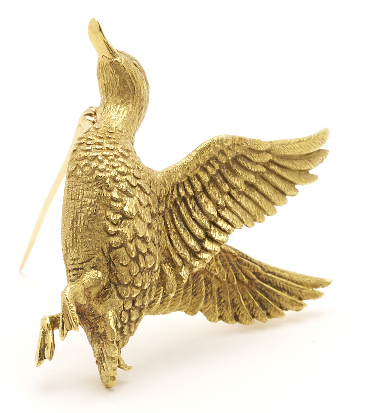 Lot 665: 18K Gold Brooch Of A Duck