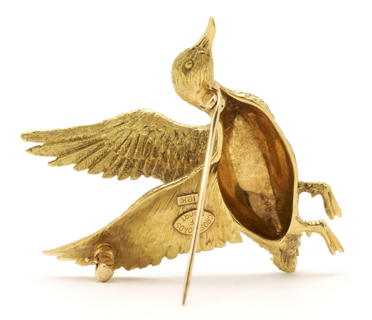 Lot 665: 18K Gold Brooch Of A Duck