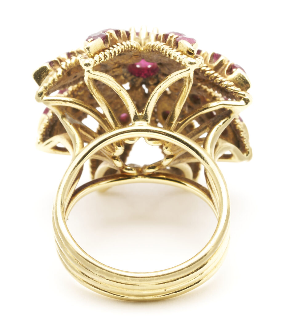Lot 668: 18K Gold & Ruby Cocktail Ring