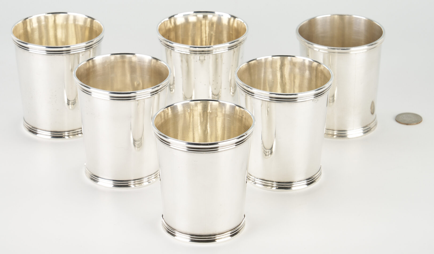 Lot 66: 6 Coin Silver Julep Cups, 19th century