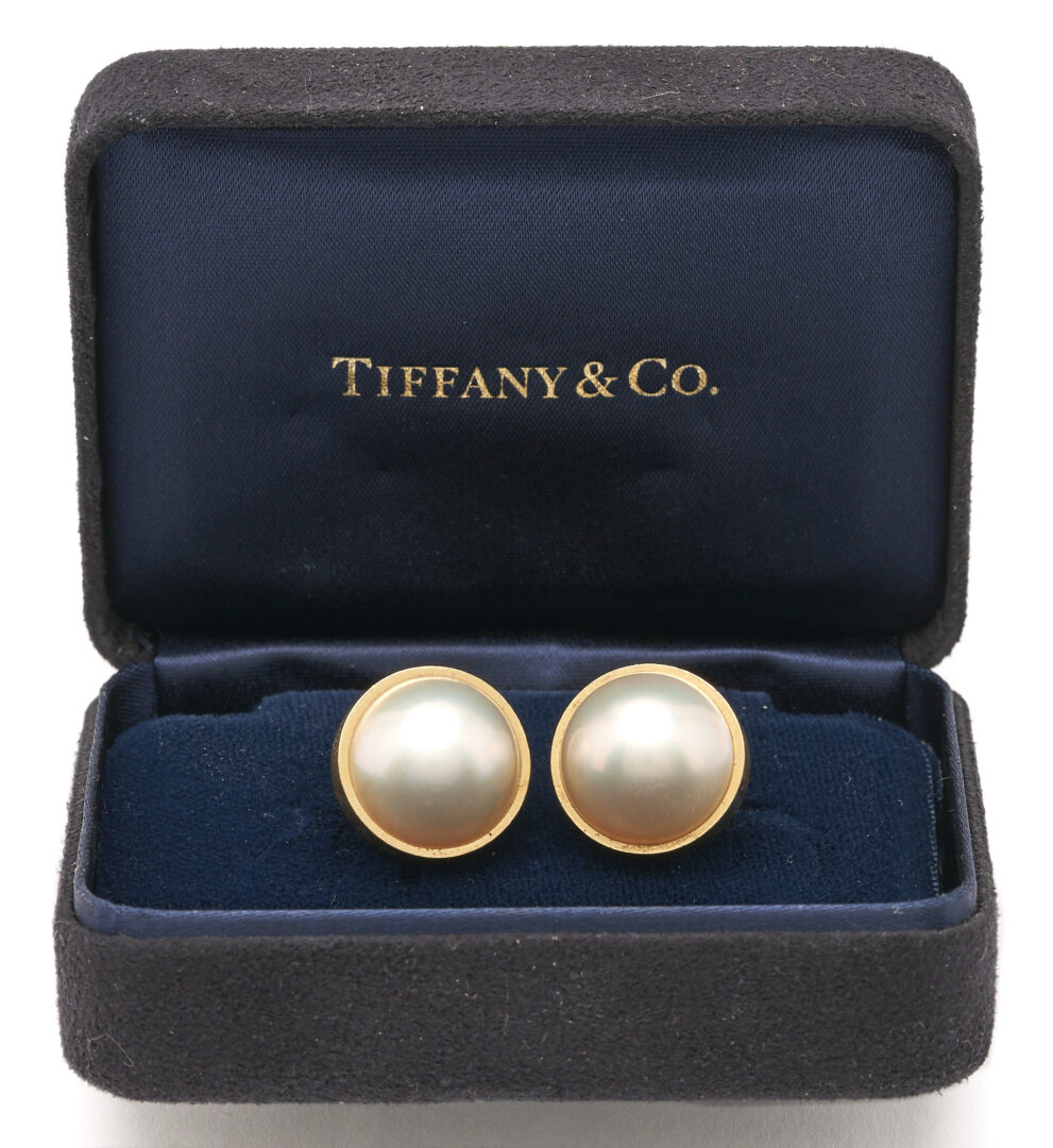 Lot 673: 18K Tiffany & Company Pearl Earrings