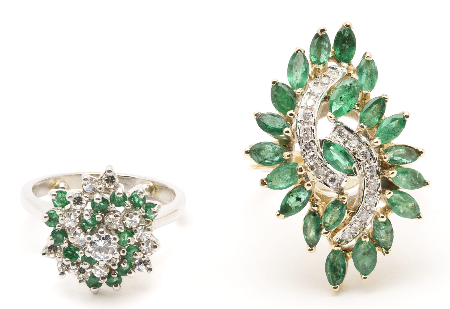 Lot 675: 2 14K Emerald & Diamond Rings