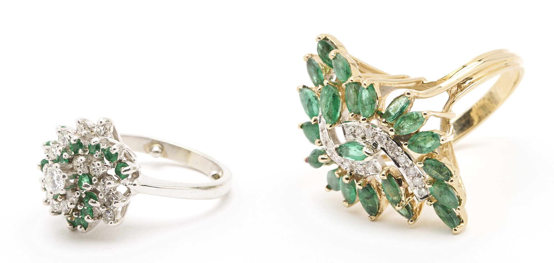Lot 675: 2 14K Emerald & Diamond Rings