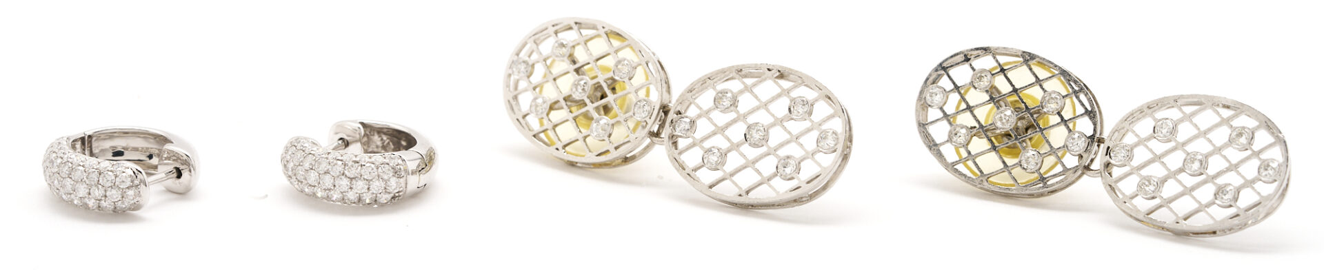 Lot 685: 2 Pairs of Platinum or Gold & Diamond Earrings
