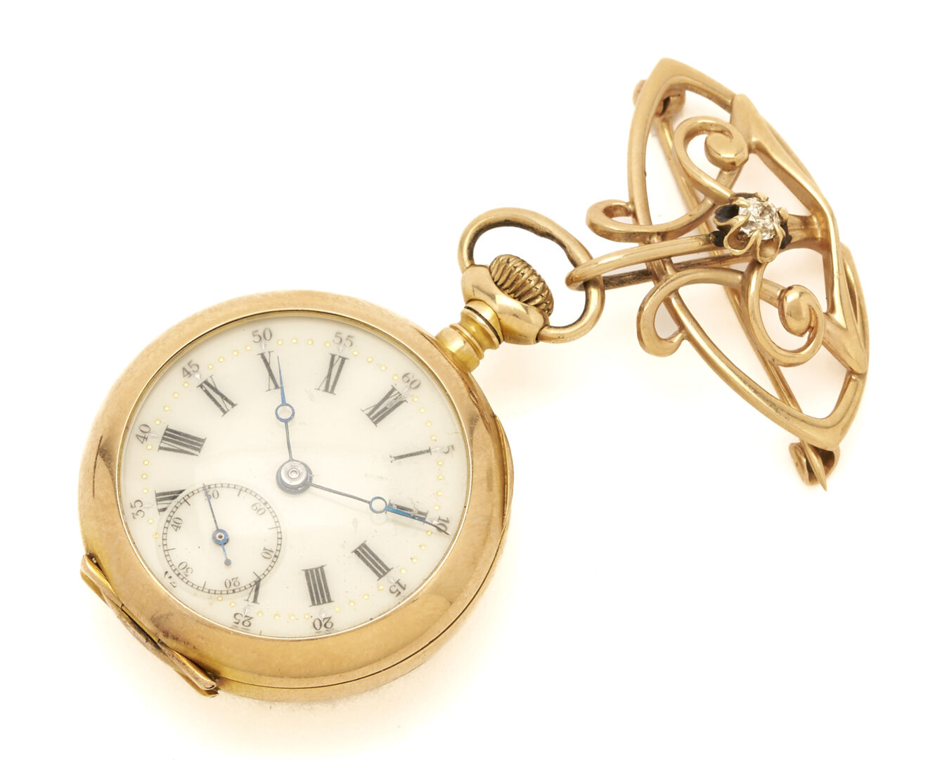 Lot 692: Victorian Pocket Watch Brooch & Clip
