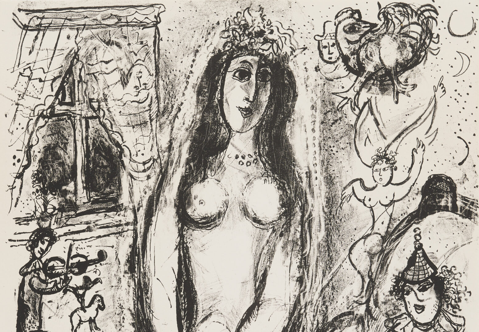 Lot 700: Marc Chagall Black/White Litho from The Circus, 1967, M. 520
