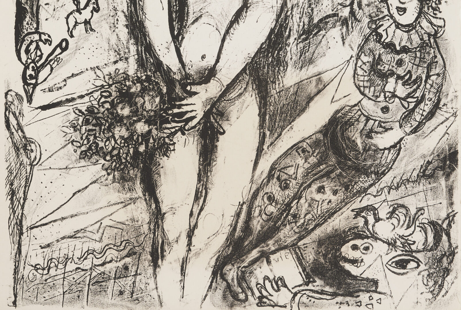 Lot 700: Marc Chagall Black/White Litho from The Circus, 1967, M. 520