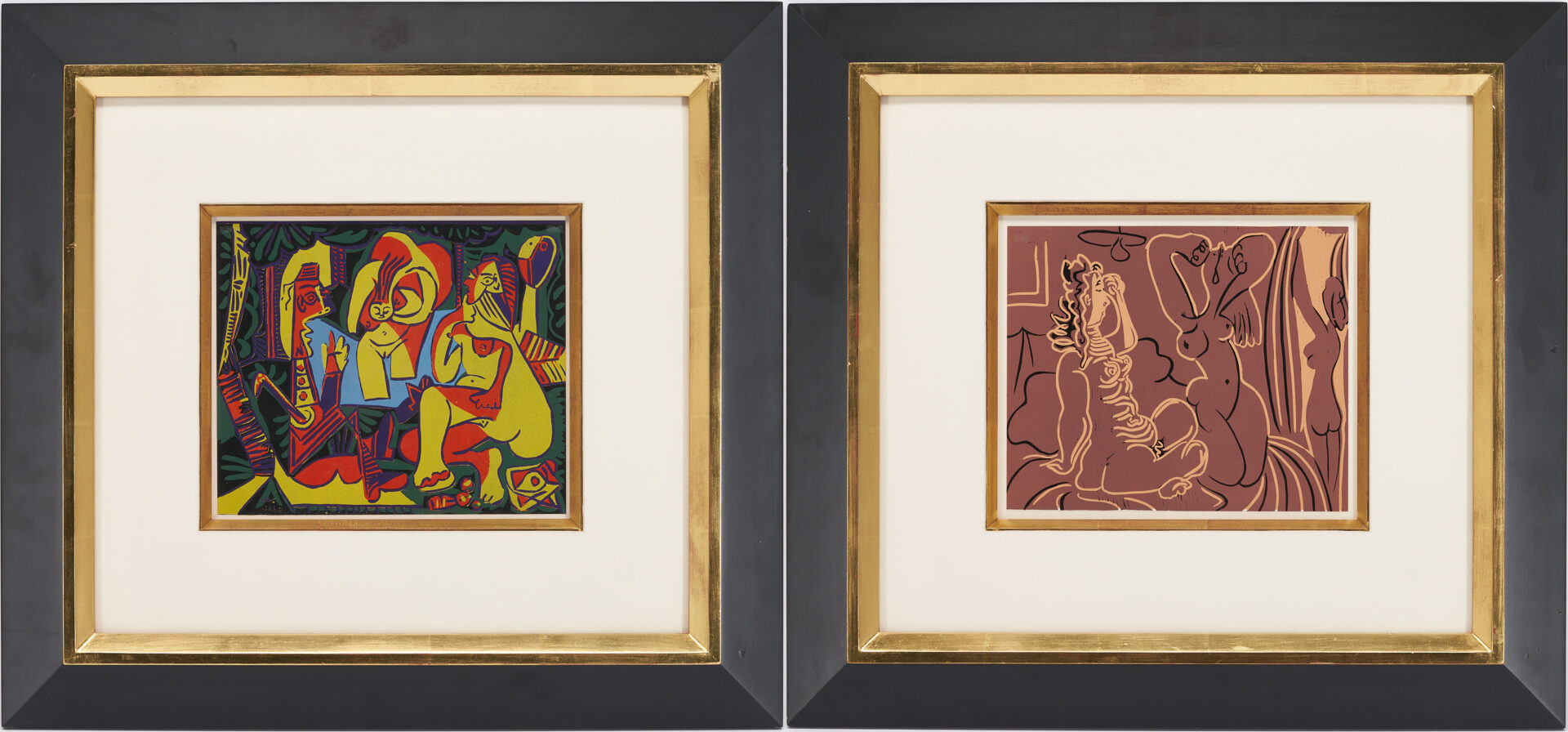 Lot 704: Two Picasso Linocuts, Le Dejeuner sur lÃ¢â¬â¢herbe & Trois femmes au Reveil