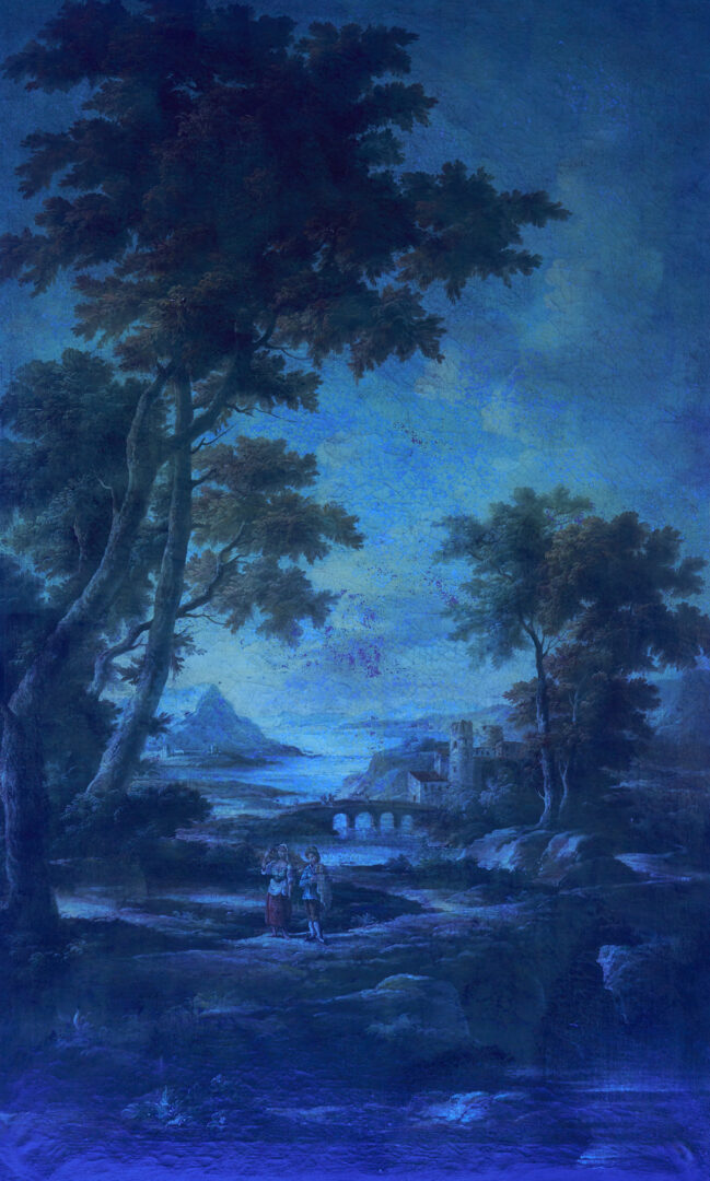 Lot 707: Pair of Large Oil on Canvas Italian Landscape Panels