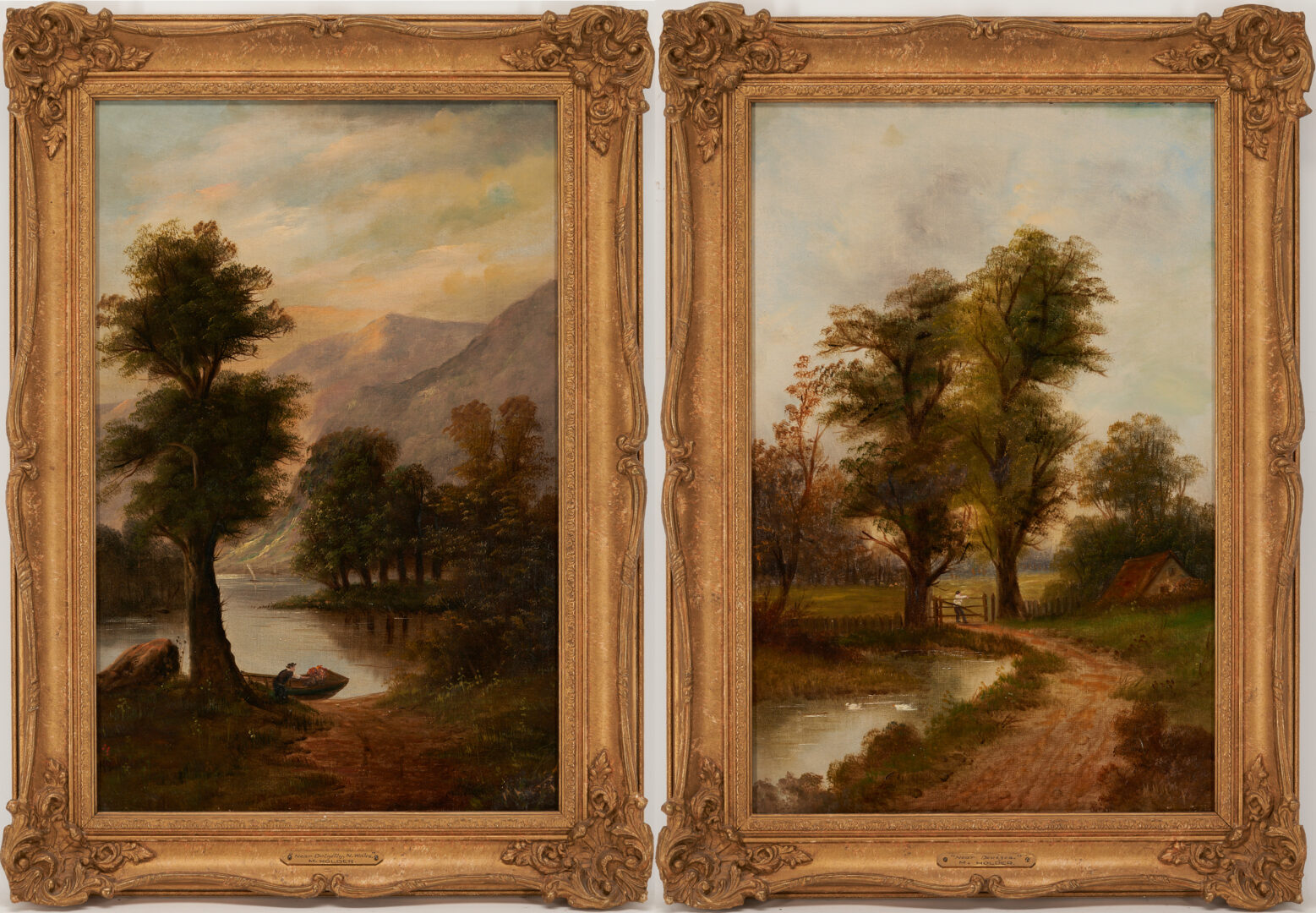 Lot 708: Pair of British Landscape Oil on Canvas Paintings, M. Holder