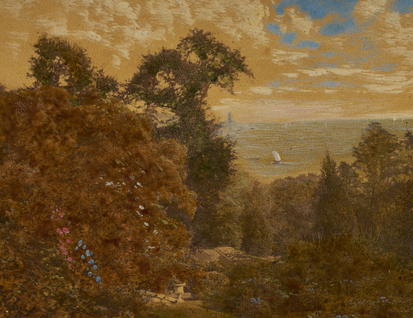 Lot 709: Small Autumn Landscape Painting, Richard Allen Label