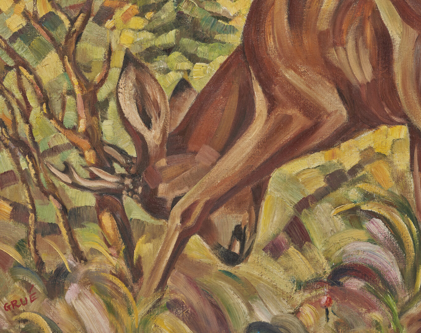 Lot 731: Jack Grue Oil on Canvas Painting of a Deer