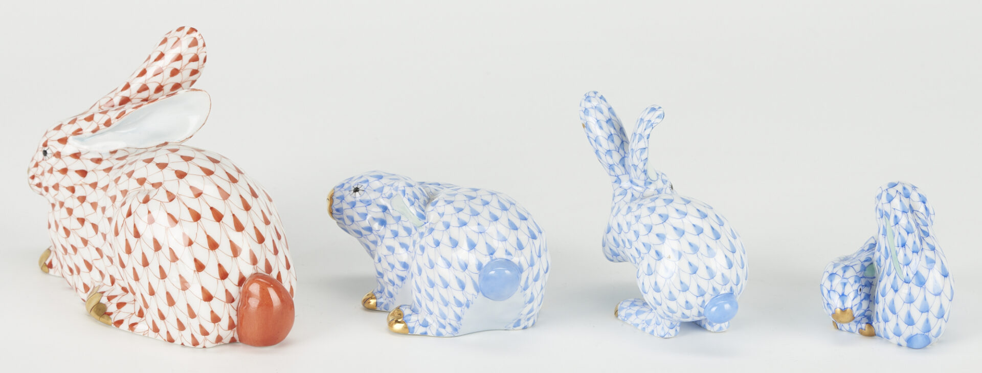 Lot 739: 8 Herend Rabbit Porcelain Figurines, incl. Large Rabbit