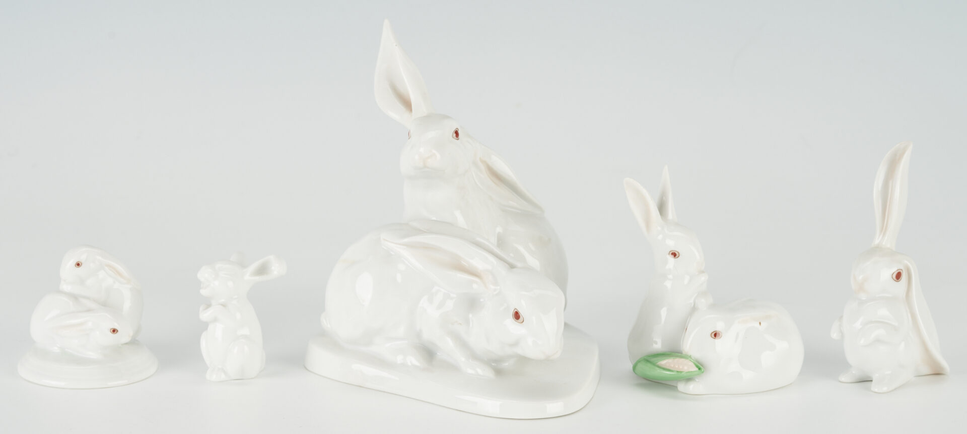 Lot 745: 7 Herend Porcelain Items & 1 Rosenthal, incl. Rabbit Figurines, Boxes