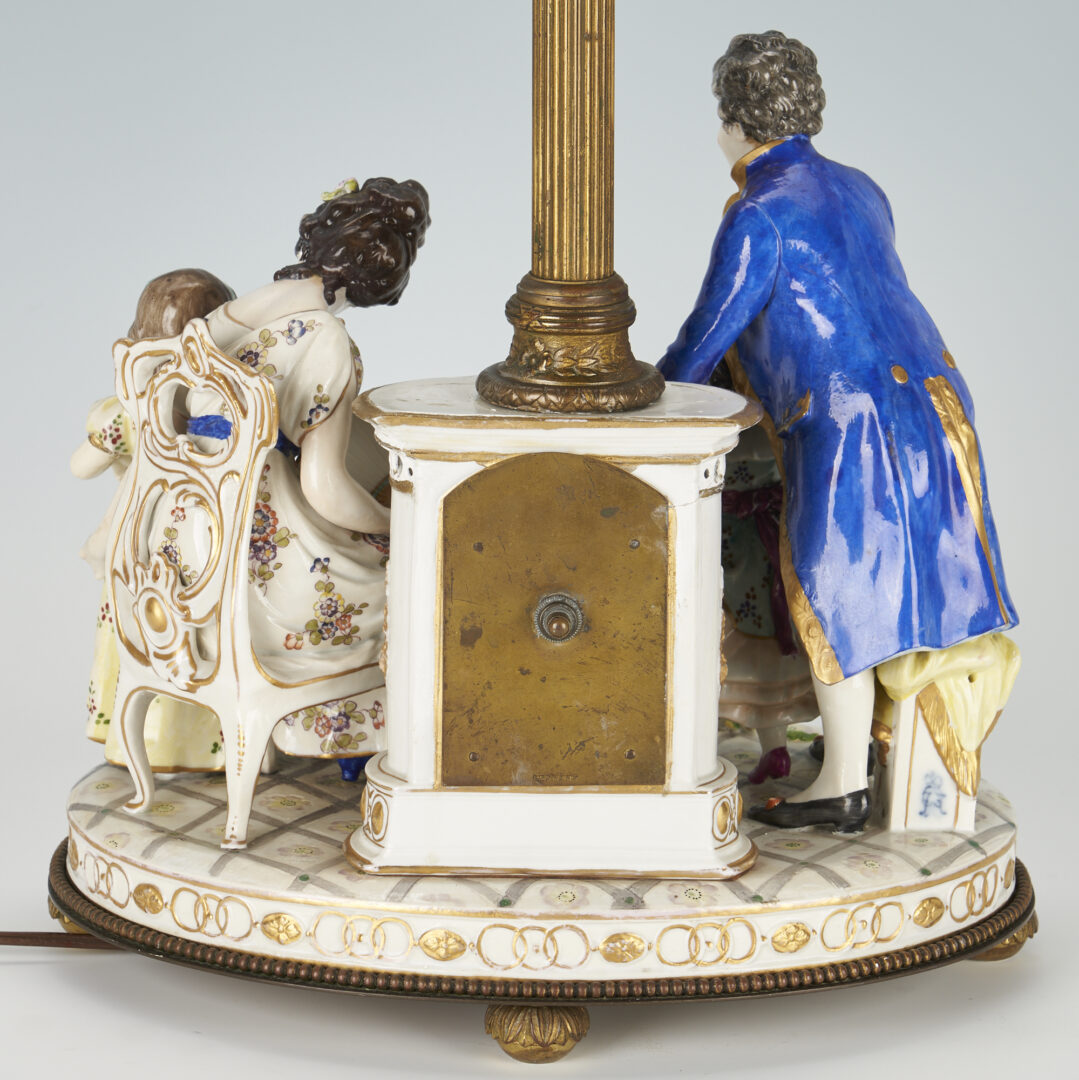 Lot 751: German Porcelain Figural Group, Converted to Lamp