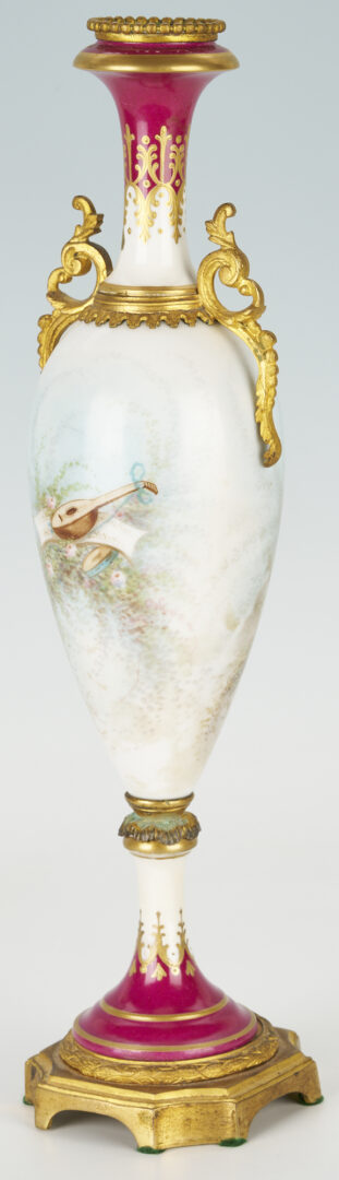 Lot 752: French Sevres Style Porcelain Cabinet Vase with Gilt Bronze Mounts