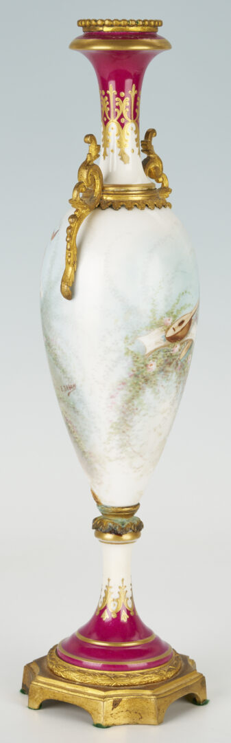 Lot 752: French Sevres Style Porcelain Cabinet Vase with Gilt Bronze Mounts