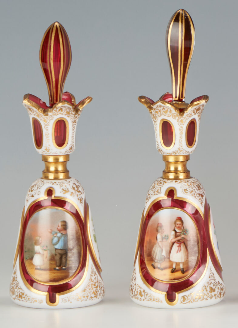 Lot 753: 7 Decorative Enamel & Cased Glass Items