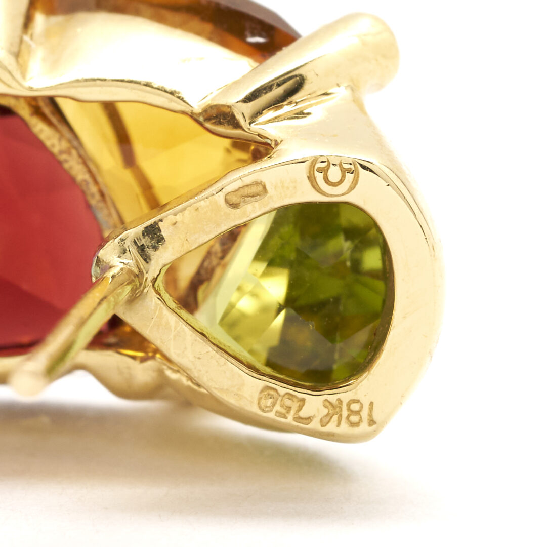 Lot 776: 18K Designer Diamond & Gemstone Earrings