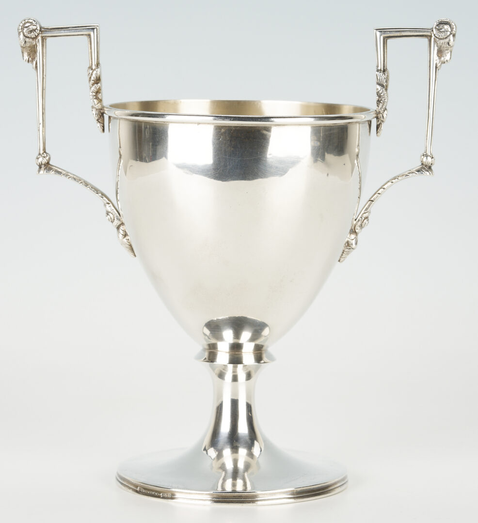 Lot 78: S. Kirk Coin Silver Cup with Double Ram's Head Handles, c. 1840