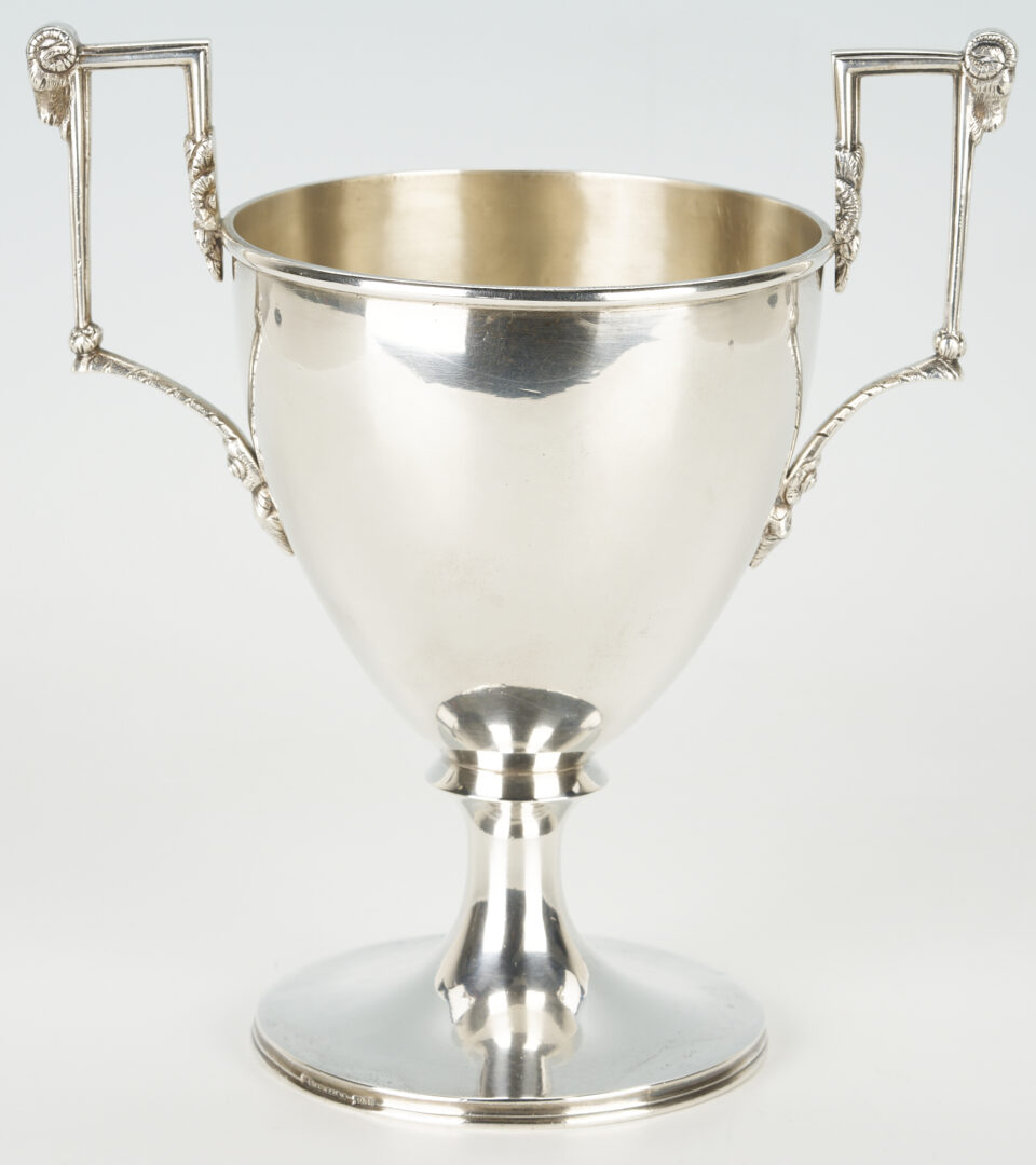 Lot 78: S. Kirk Coin Silver Cup with Double Ram's Head Handles, c. 1840