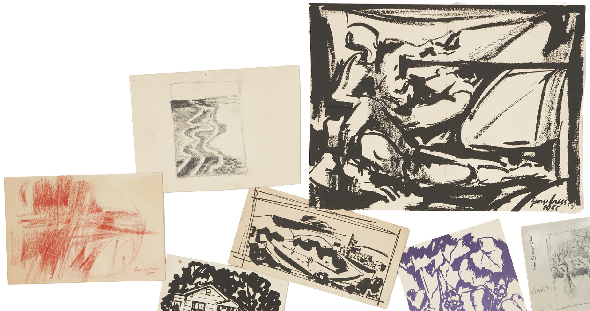 Lot 826: George Cress Abstract W/C paintings & Archive, 15 Items