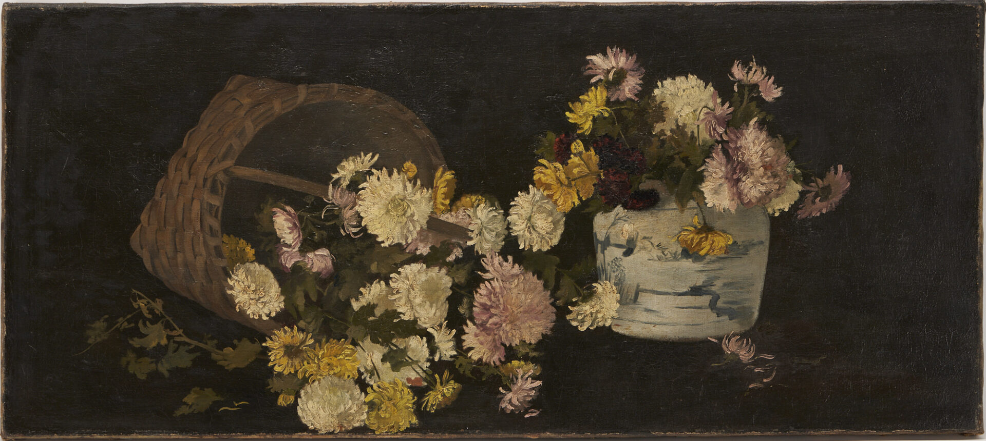 Lot 840: American School O/C Still Life Painting with Flowers