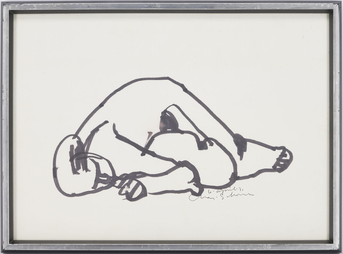 Lot 843: Charles Schorre Ink on Paper Abstract Figure