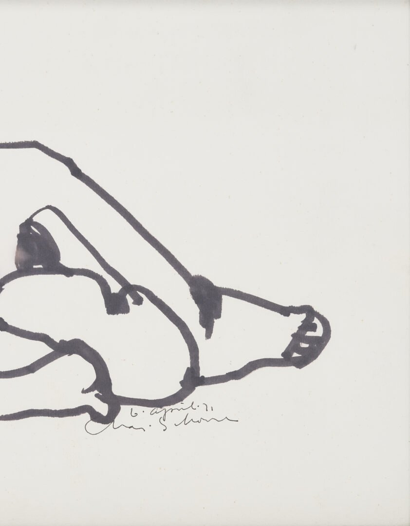 Lot 843: Charles Schorre Ink on Paper Abstract Figure