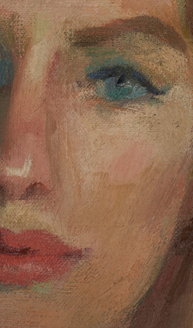 Lot 854: Philip Perkins O/C Large Portrait of a Blonde Lady, 1964