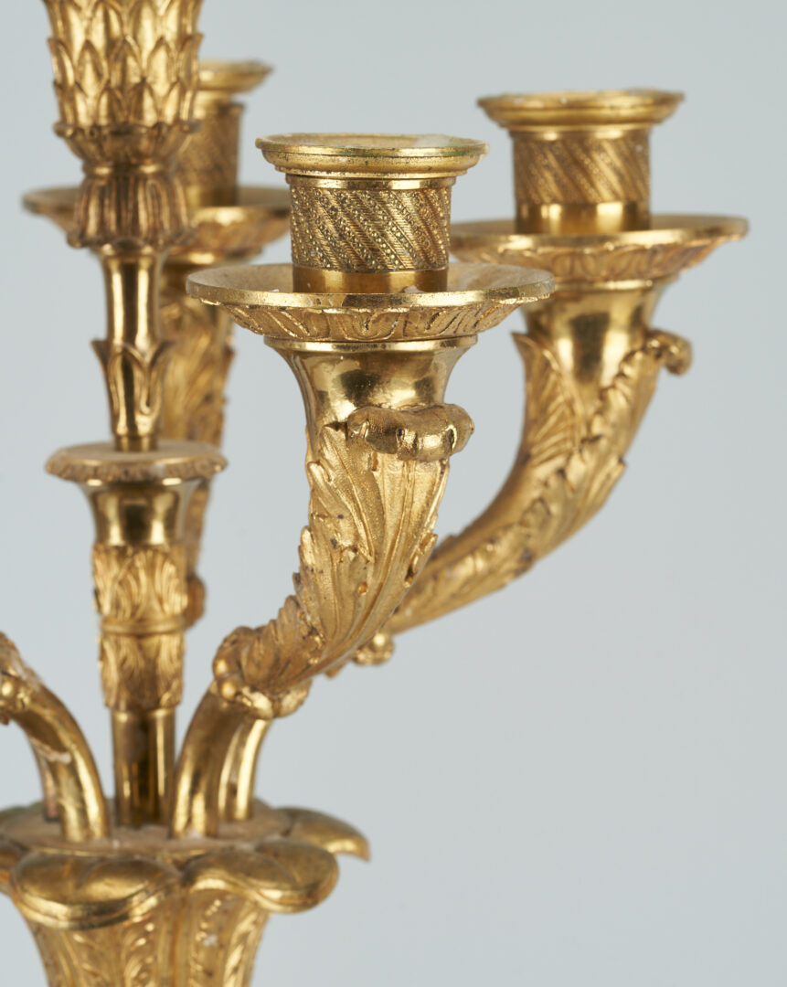 Lot 85: Pair Empire Style Bronze and Marble Candelabra