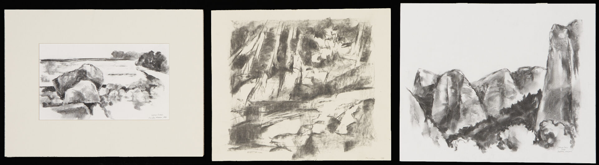 Lot 862: 8 George Cress Matted Charcoal Drawings incl. Landscapes